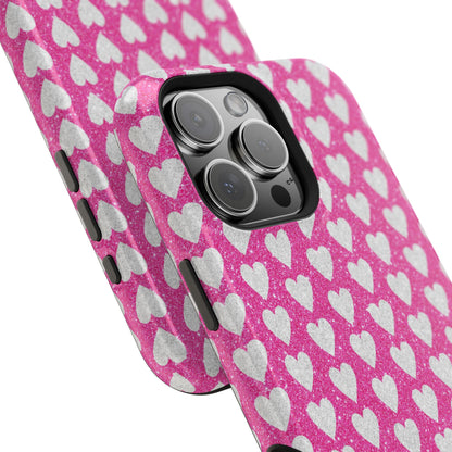 Pink Glitter Heart Pattern MagSafe Case