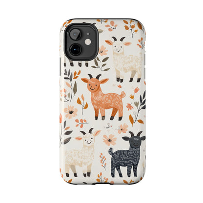 iPhone Case: Smiley Goats & Dried Flowers – Vintage Charm