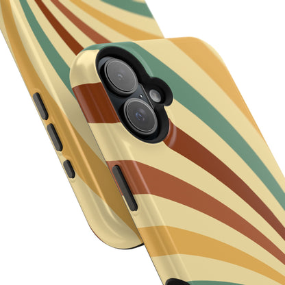 Earthy Retro Swirl MagSafe iPhone Case – Dual-Layer Protection with 70s-Inspired Earth Tones