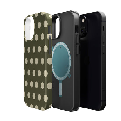 Vintage Green & Cream Polka Dots – MagSafe iPhone Case