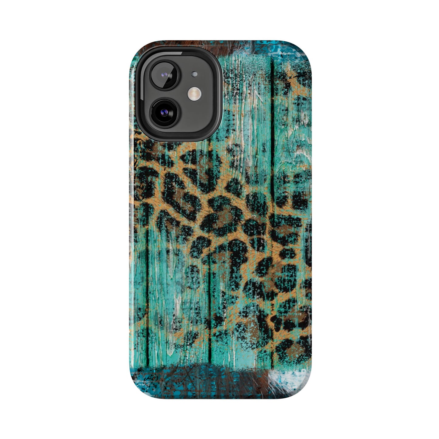 Turquoise Rustic Leopard Wood - iPhone Series Case