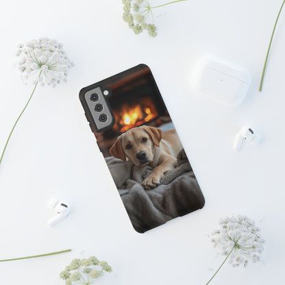 Cozy Golden Retriever by the Fireplace - Samsung Galaxy Case