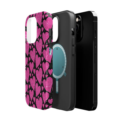 Glitter Hearts MagSafe iPhone Case