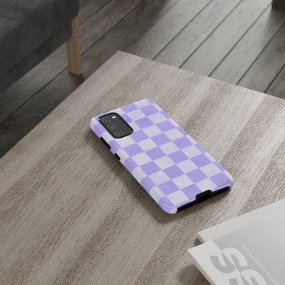 Lavender Checkerboard Samsung Galaxy Case – Shockproof, Smooth Matte Finish, Dual-Layer Design