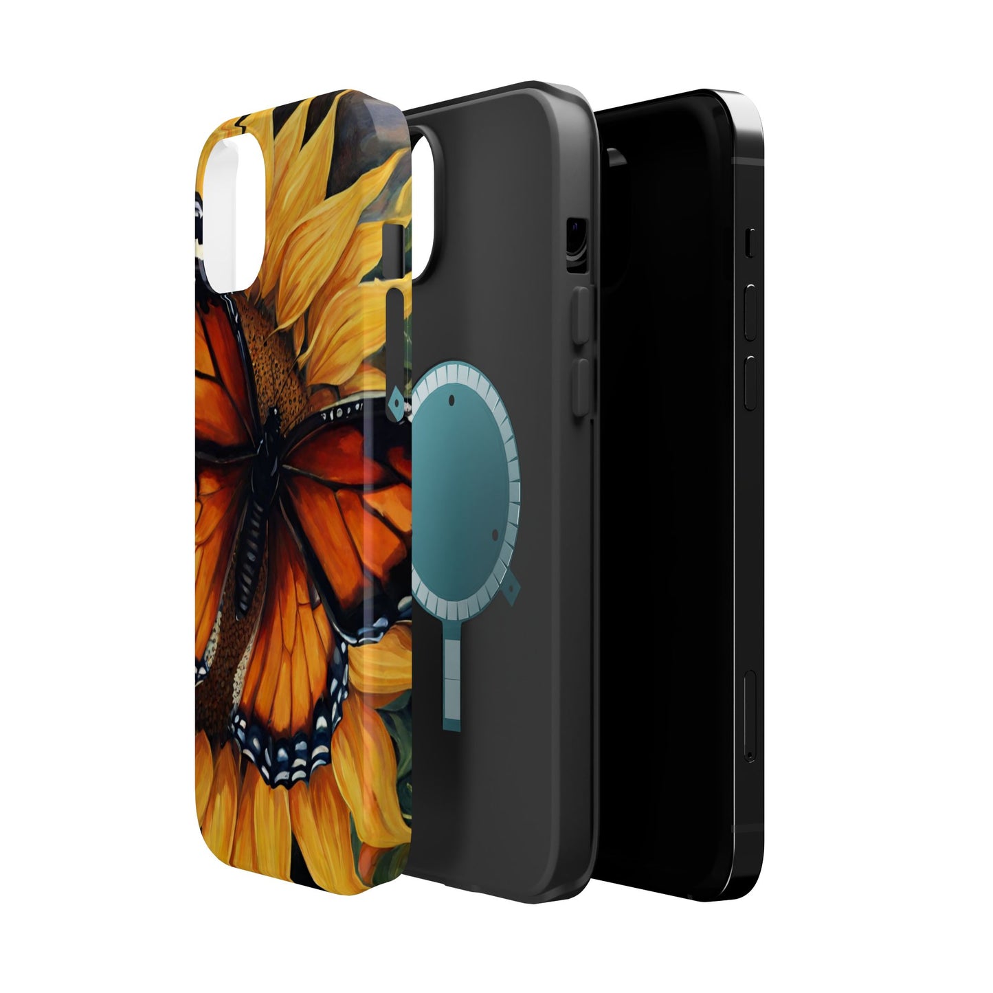 Monarch Butterfly & Sunflower Art – MagSafe iPhone Case