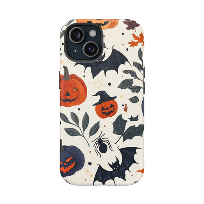 Spooky Halloween MagSafe iPhone Case – Pumpkins, Bats, and Spider Design