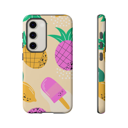 Tropical Pop Samsung Galaxy Case – Fun Pineapple & Lemon Design with Vibrant Summery Colors