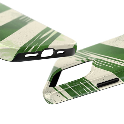 Green Stripes iPhone Case – Bold Diagonal Brushstroke Design - BOGO Cases