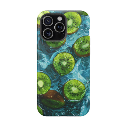 Tropical Kiwi Splash MagSafe iPhone Case – Tough Dual-Layer, Vibrant Summer Design