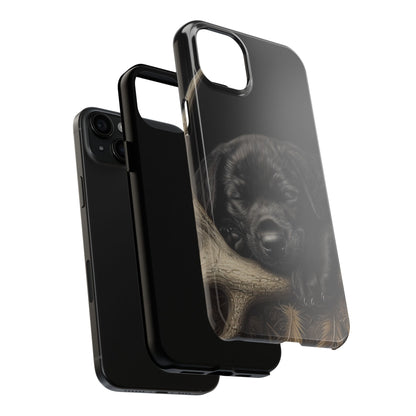 Adorable Black Labrador Puppy on Feathers iPhone Case