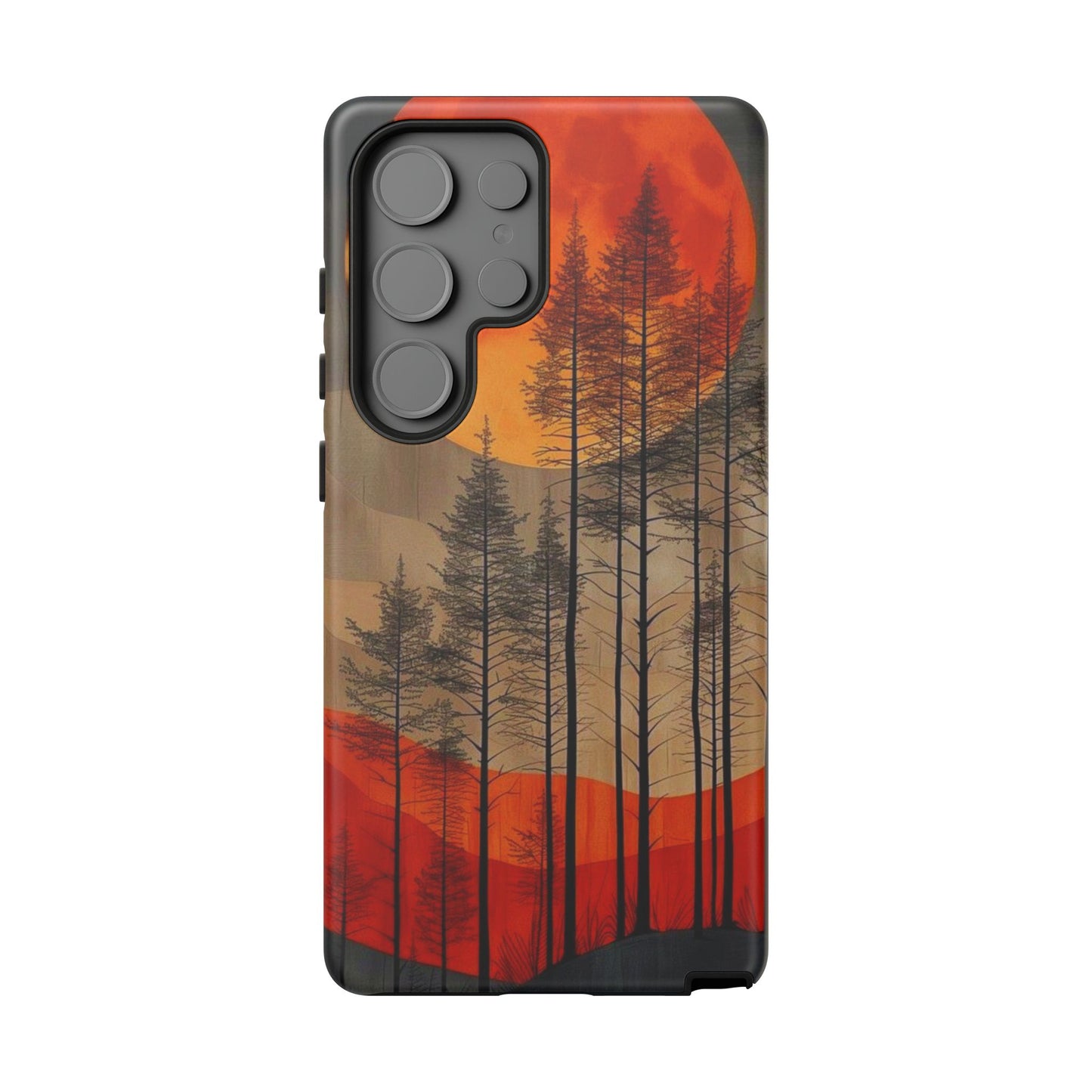 Moody Forest Moonrise Samsung Galaxy Case – Dark Landscape Design, Dual-Layer Protection