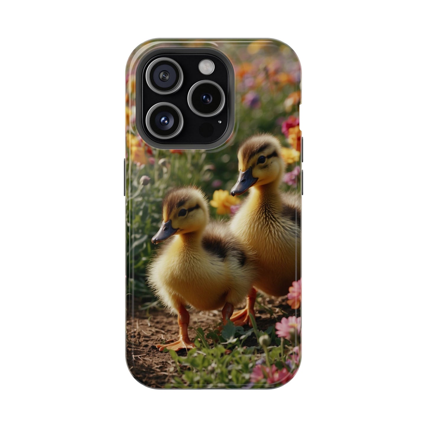 Charming Ducklings in Floral Garden - MagSafe iPhone Case