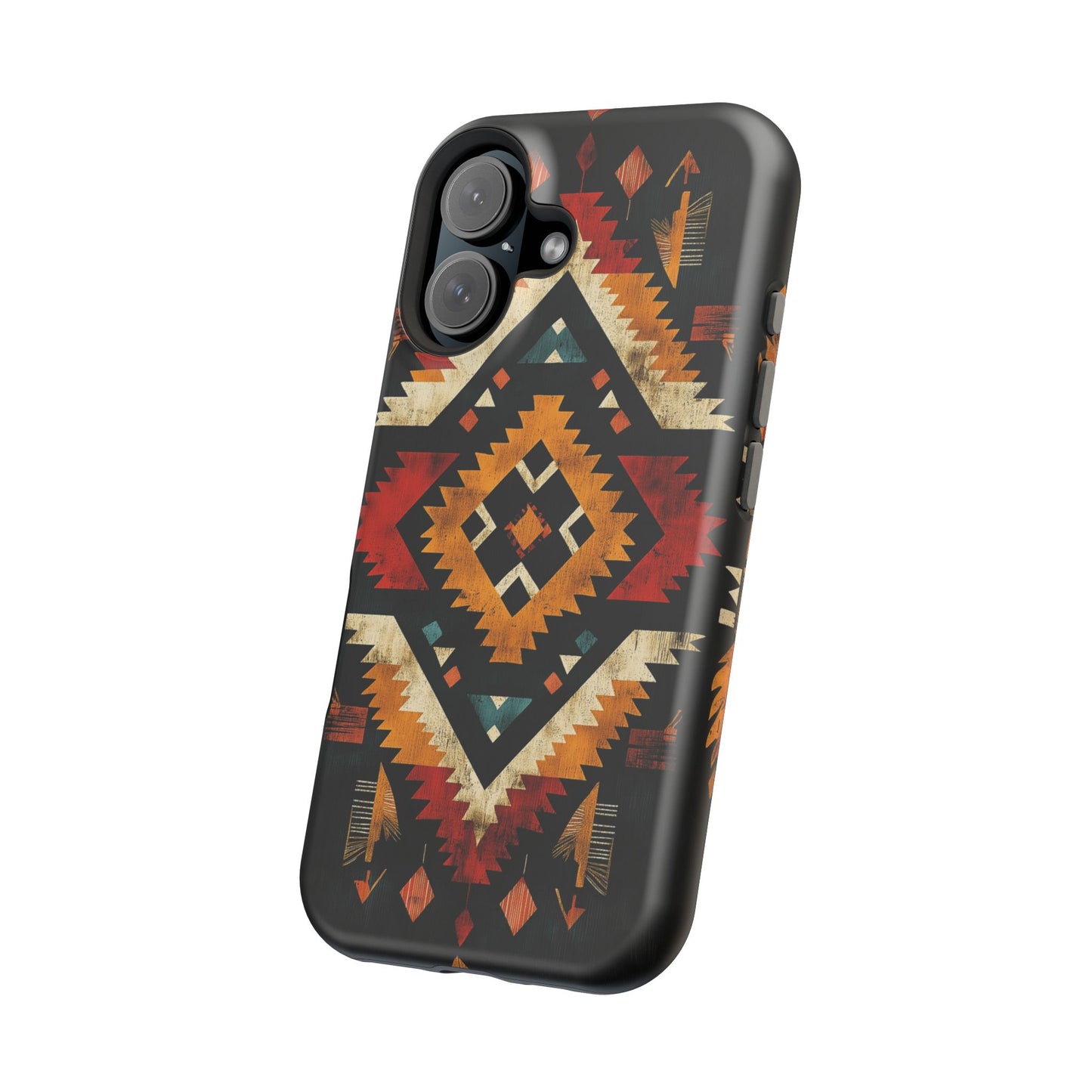 Southwestern Tribal Diamond Tough MagSafe iPhone Case – Bold Geometric Pattern, Dual-Layer Protection