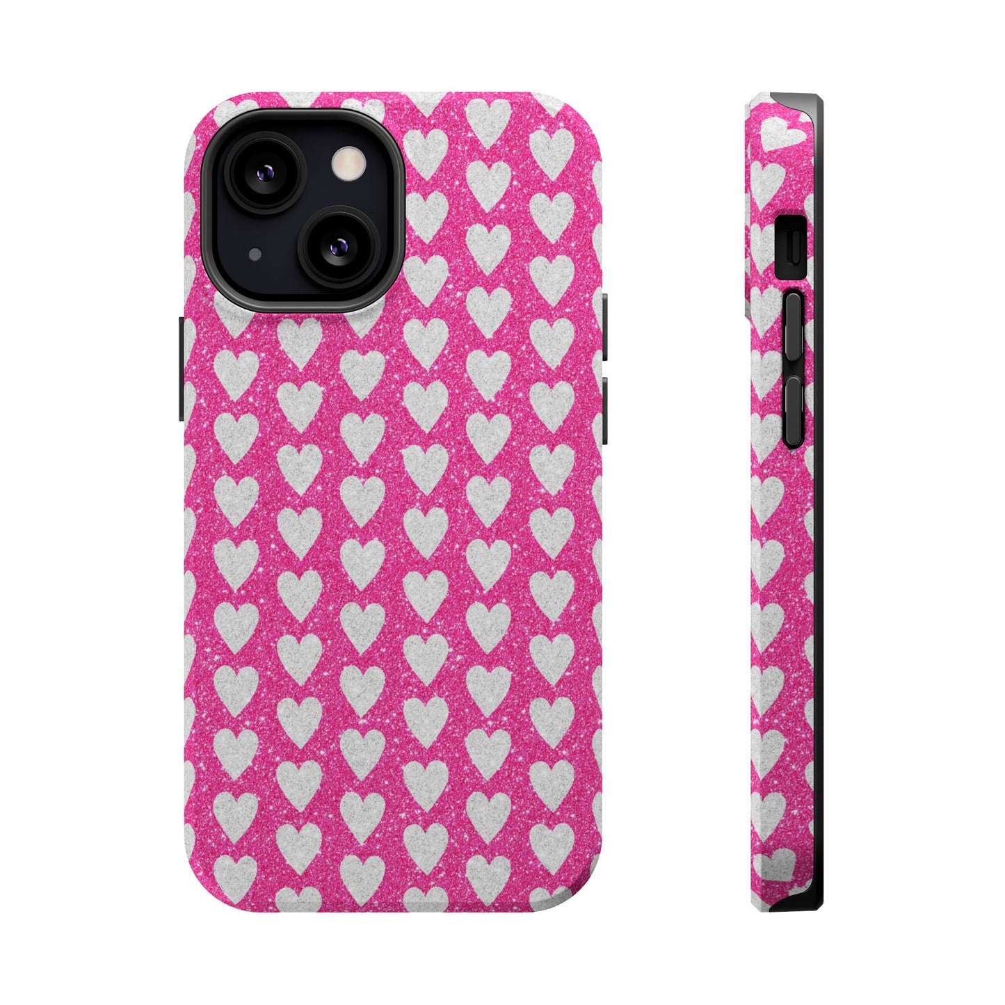 Pink Glitter Heart Pattern MagSafe Case