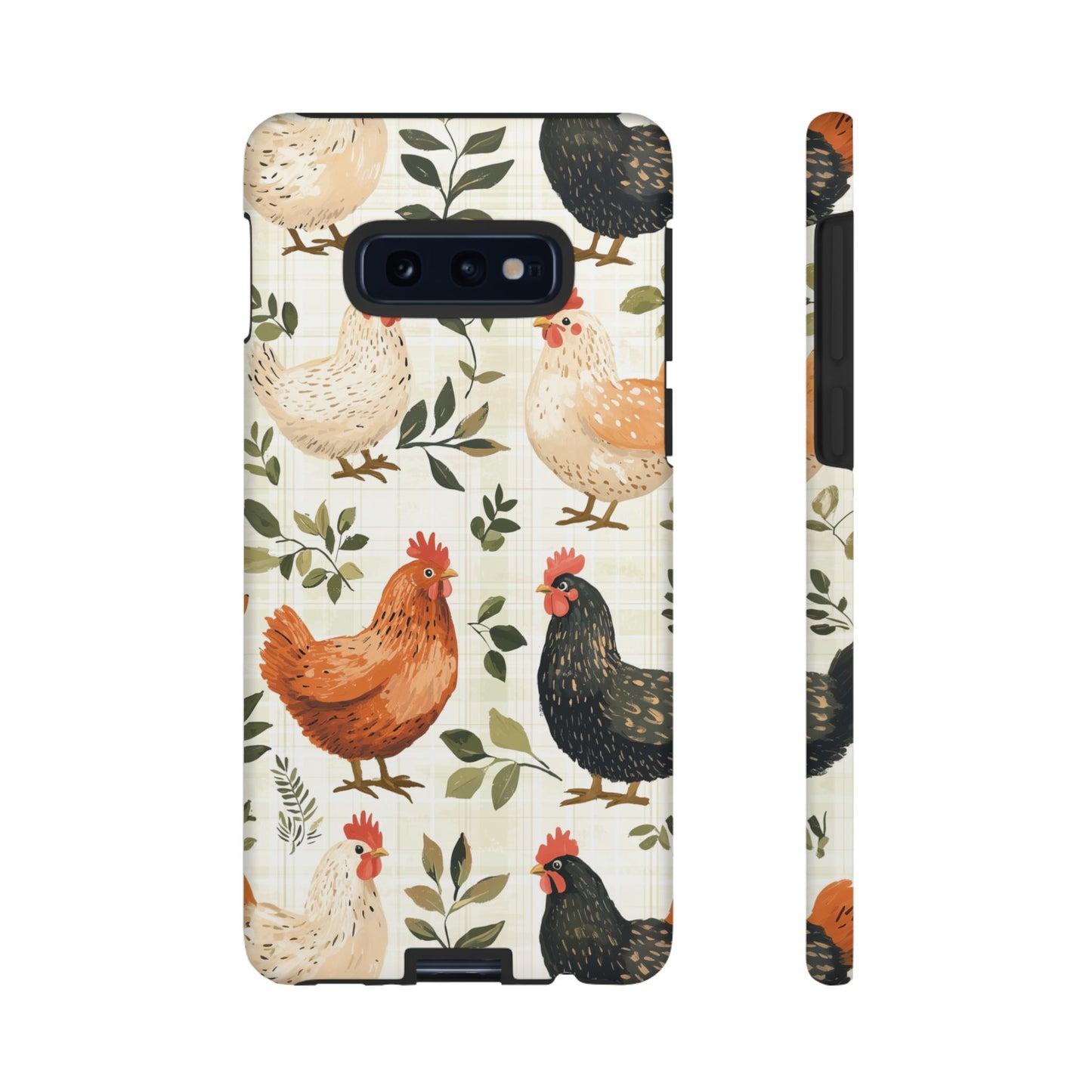 Samsung Galaxy Case: Vintage Chicken Farmhouse Case – Rustic Leaves Design