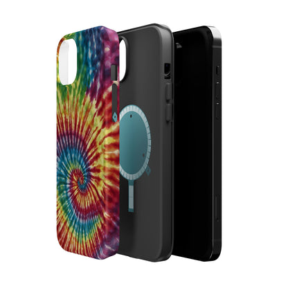 Vibrant Spiral Tie-Dye MagSafe Case – Retro Rainbow Design