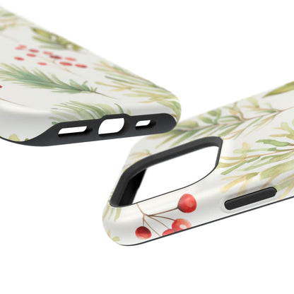 Winter Greenery & Berry Watercolor – MagSafe iPhone Series Case