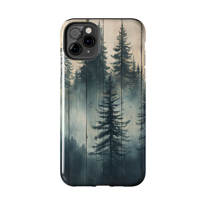 Misty Pine Forest Iphone Case - Nature-Inspired Wood Design Protective Cover