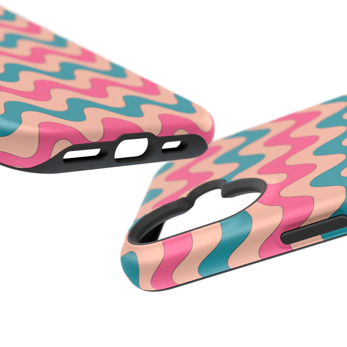 Retro Waves Pattern MagSafe iPhone Case – Shockproof Design with Dual-Layer Protection