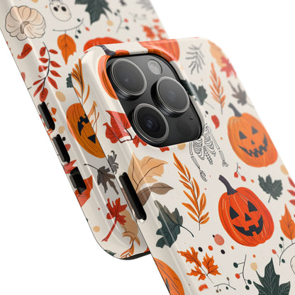 Halloween Pumpkin & Skeleton iPhone Case – Spooky Autumn Design