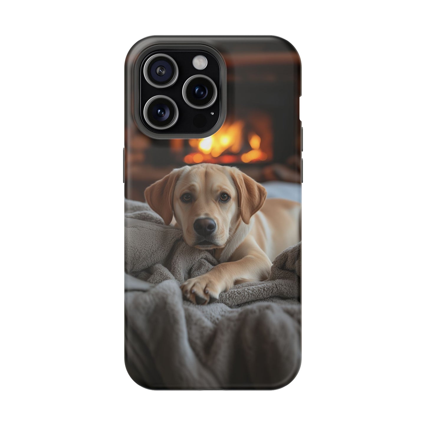 Cozy Golden Retriever by the Fireplace - MagSafe Case