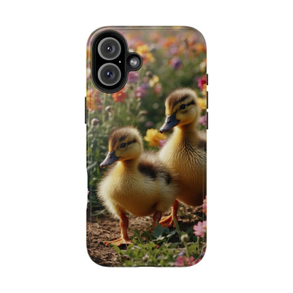 Charming Ducklings in Floral Garden - iPhone Case