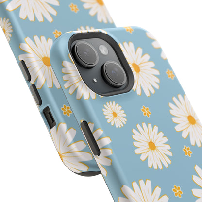 Bright Daisy MagSafe iPhone Case – Light Blue Background, Shockproof and Slim Design