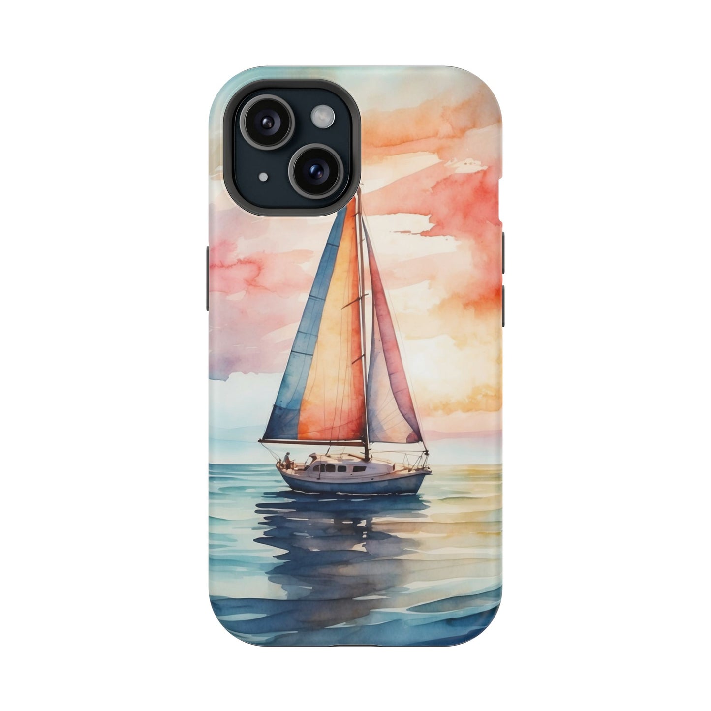 Sailboat Sunset MagSafe iPhone Case – Vibrant Watercolor Design