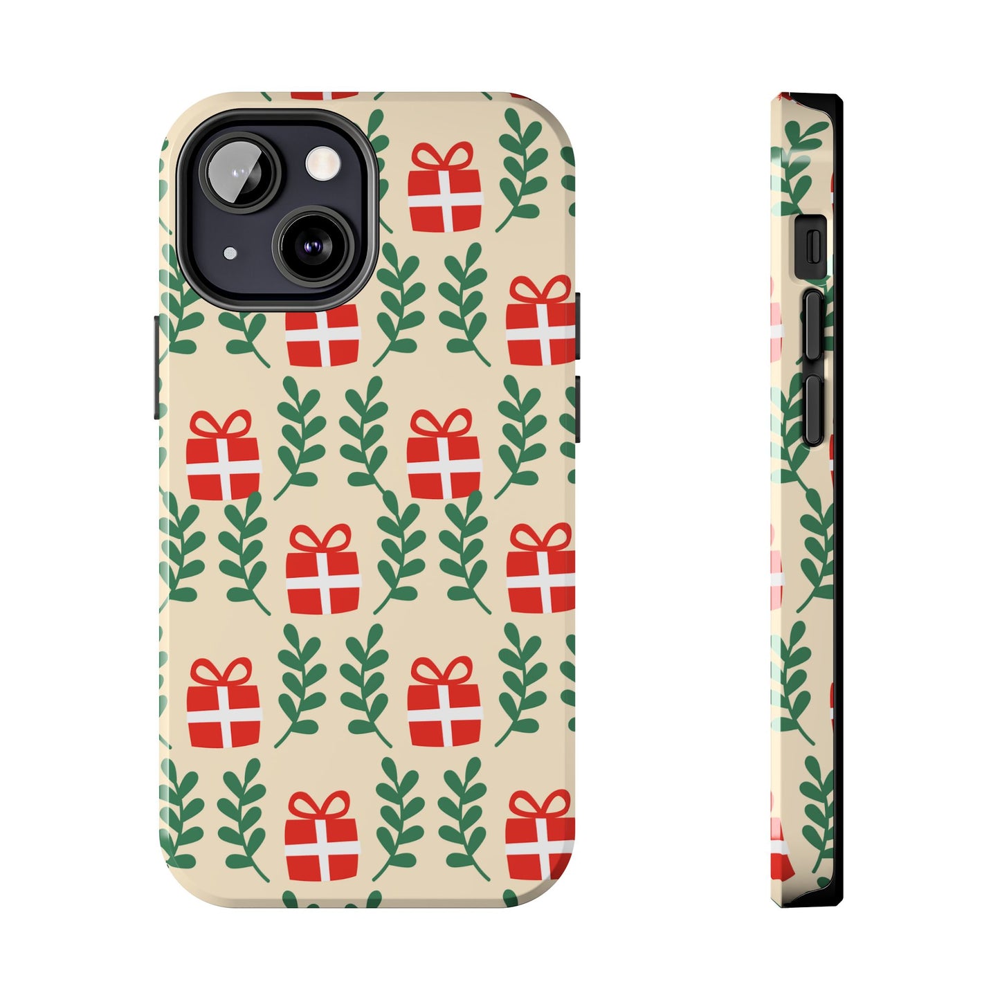 iPhone Case: Holiday Cheer – Red Gifts & Green Leaves