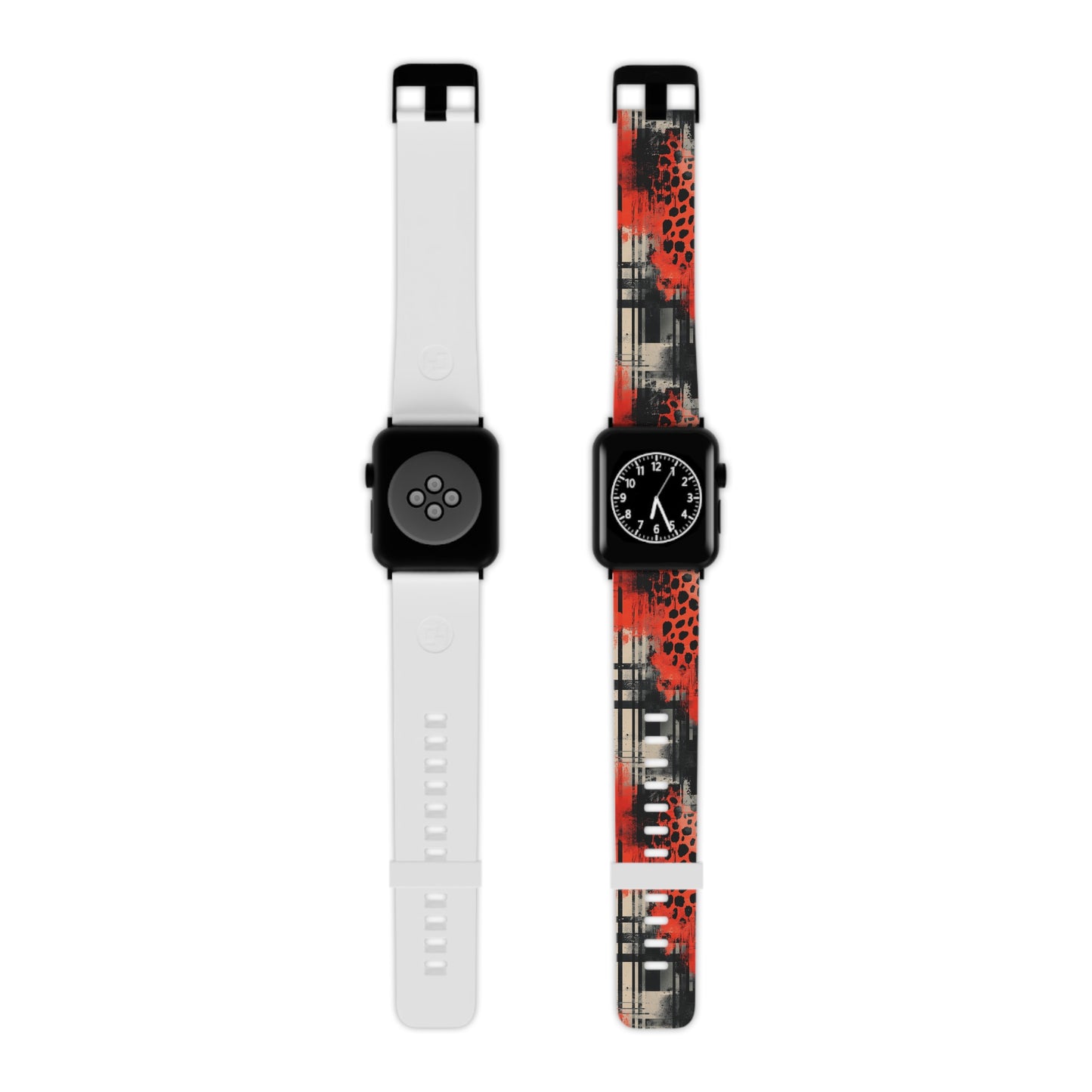 Cheetah Plaid Red & Black Pattern Apple Watch Band