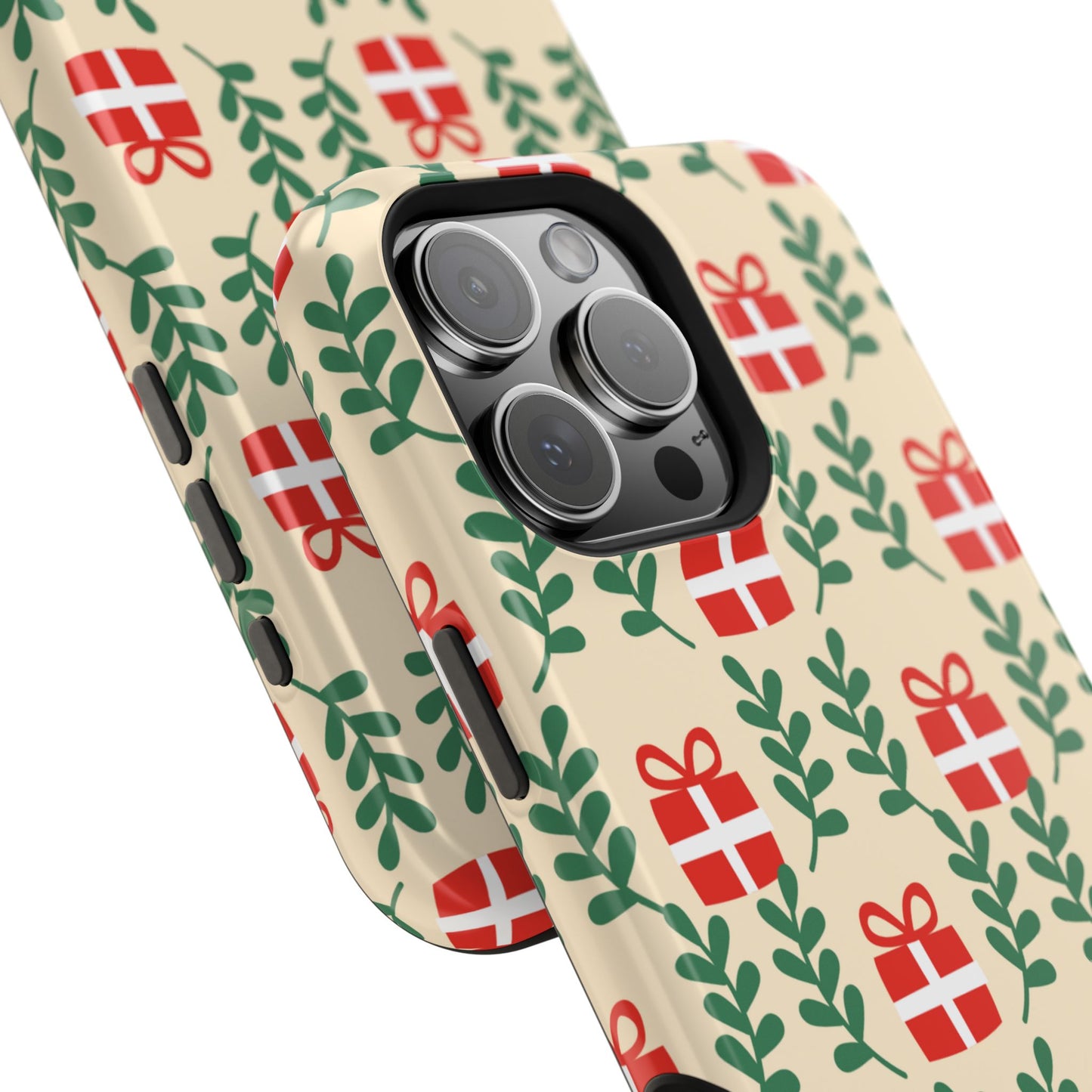 MagSafe iPhone Case: Holiday Cheer – Red Gifts & Green Leaves