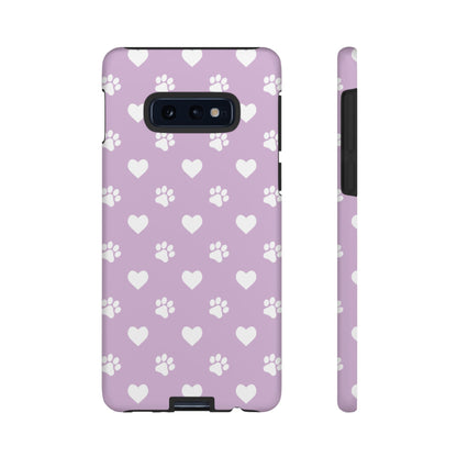 Purple Hearts & Paw Prints - Cute Pet Lover Phone Case