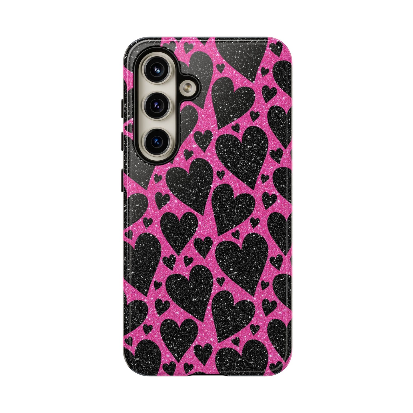 Pink Glitter Hearts Samsung Galaxy Case