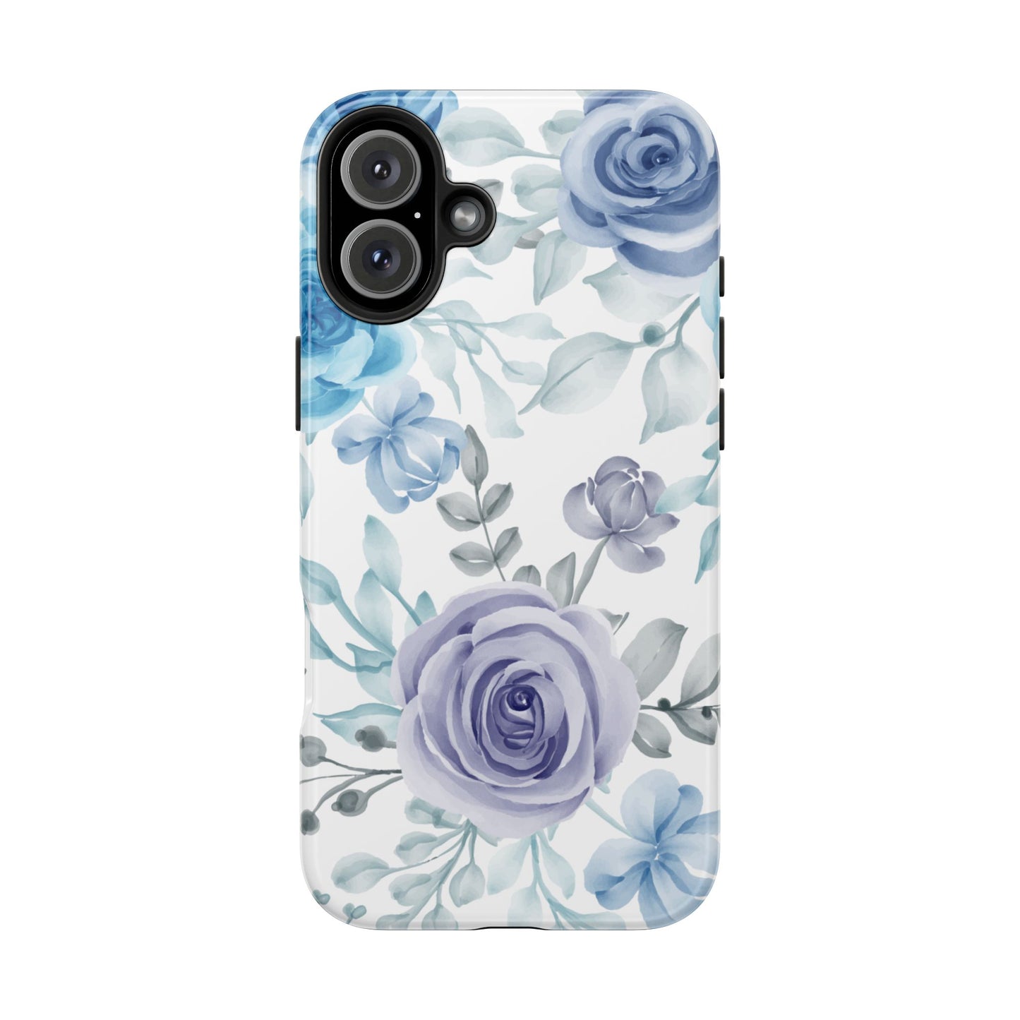 Elegant Blue & Violet Roses iPhone Case – Luxurious Floral Design for Chic Device Protection