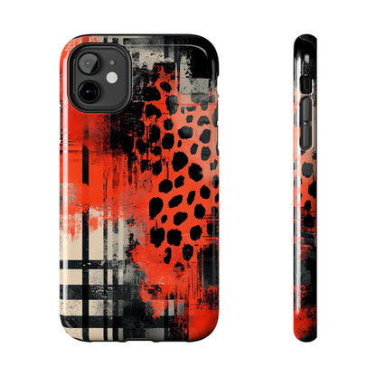 Cheetah Plaid iPhone Case – Red & Black Pattern