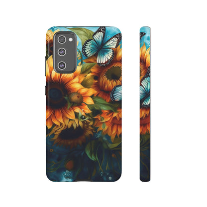 Aqua Blue Butterfly & Sunflower Art – Samsung Galaxy Case