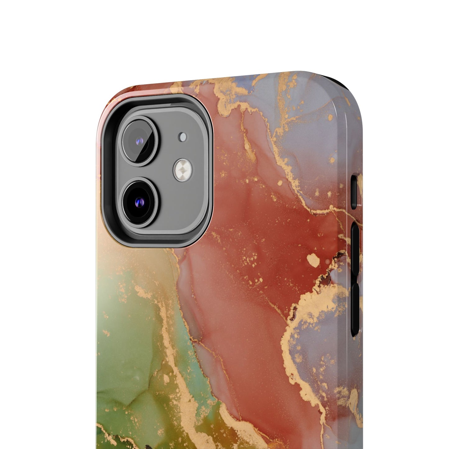 Emerald Orange Marble iPhone Case - Green Marble Case with Luxe Gold Swirls