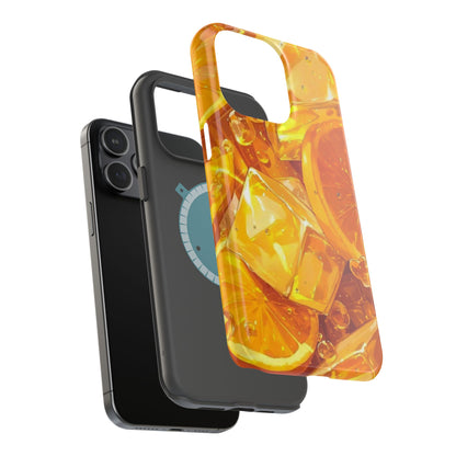 Citrus Splash MagSafe iPhone Case – Bright Orange Slices & Ice, Dual-Layer Protection