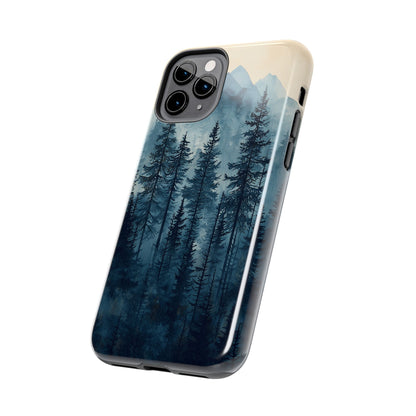 Misty Forest iPhone Case - Nature-Inspired Mountain Scene Protective Cover