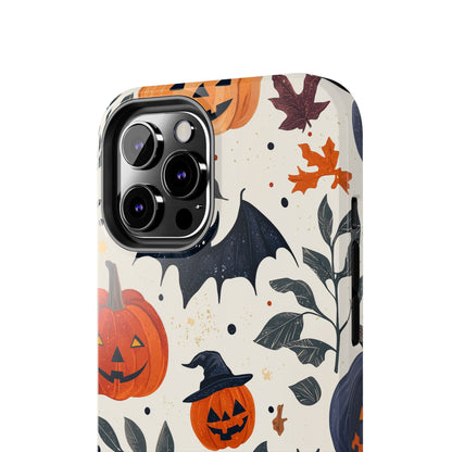 Spooky Halloween iPhone Case – Pumpkins, Bats, and Spider Design