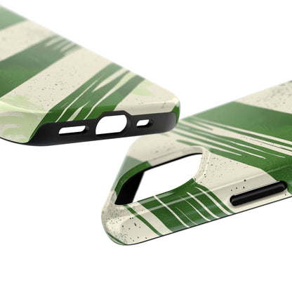 Green Stripes iPhone Case – Bold Diagonal Brushstroke Design - BOGO Cases