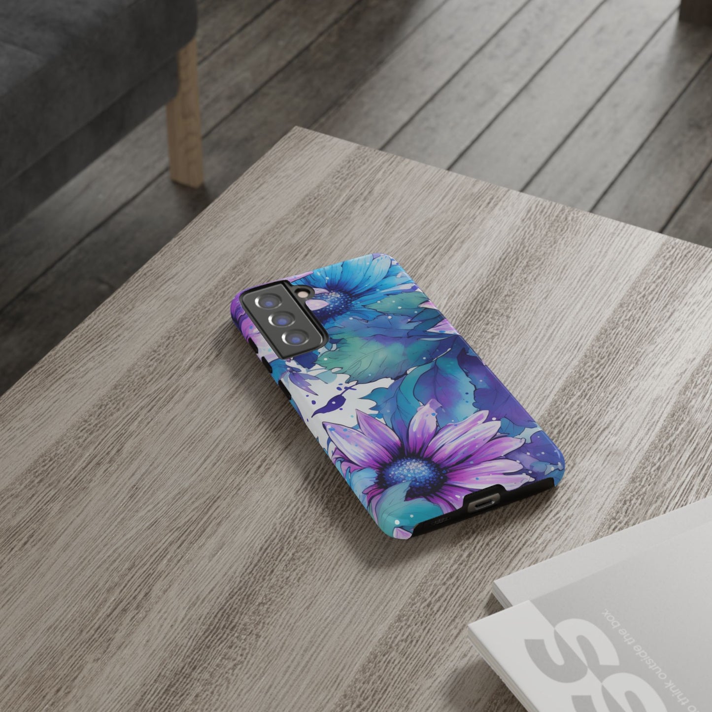 Purple & Teal Watercolor Floral Samsung Galaxy Case - Artistic Flower Design