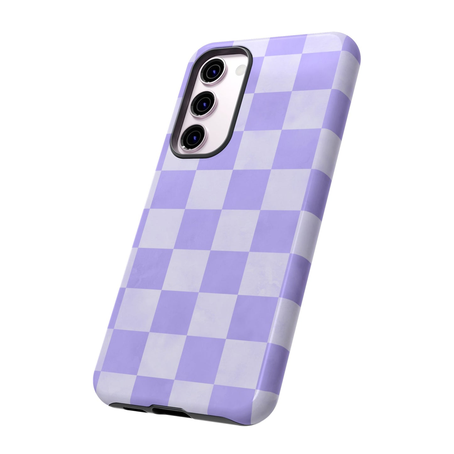 Lavender Checkerboard Samsung Galaxy Case – Shockproof, Smooth Matte Finish, Dual-Layer Design