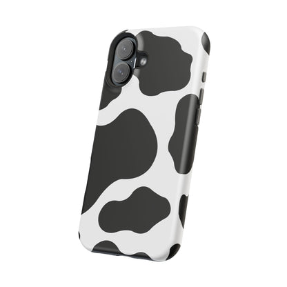 Chic Cow Print Tough Magsafe iPhone Case – Trendy Monochrome Animal Pattern with Dual-Layer Protection