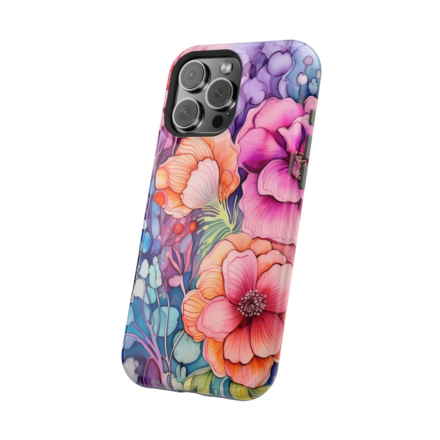 Bright Watercolor Floral Splash MagSafe iPhone Series Case – Bold Artistic Design