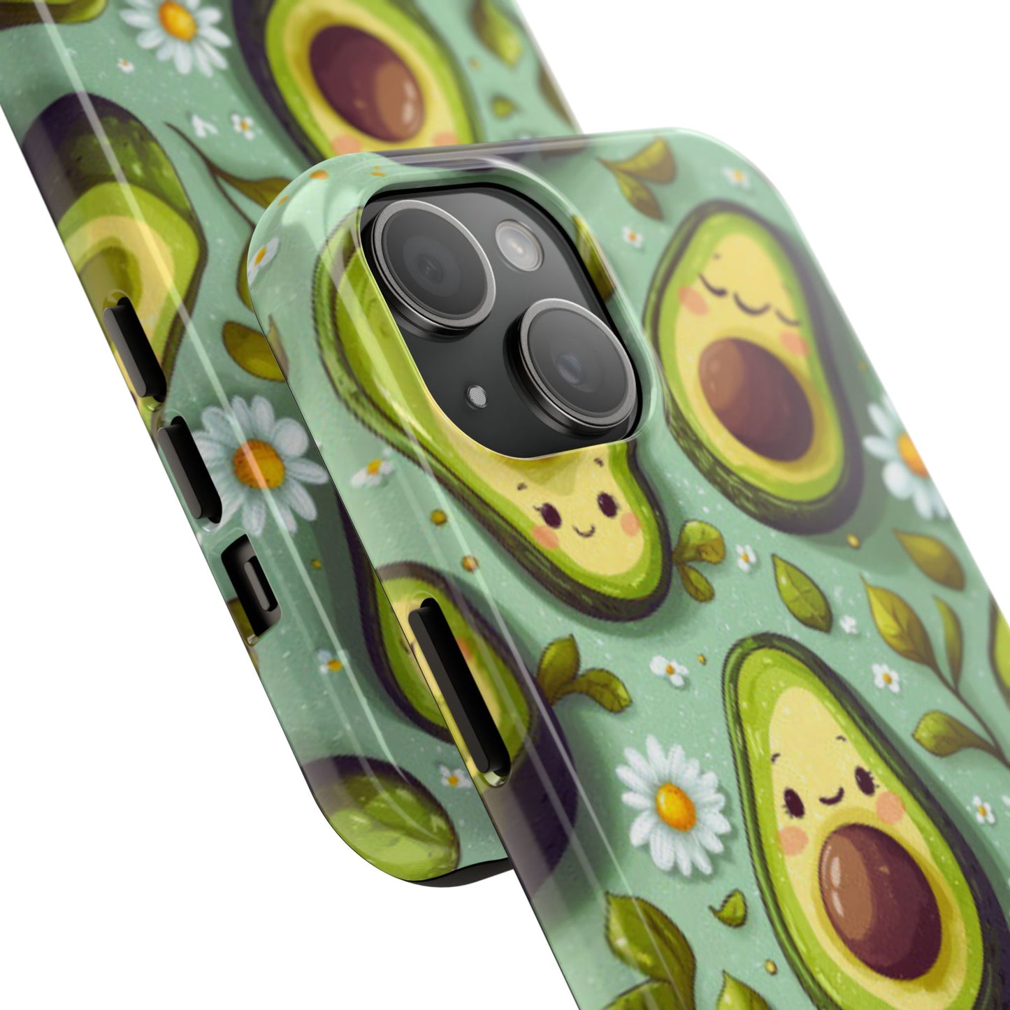 Cute Avocado iPhone Case – Adorable Kawaii Avocados with Daisies, Shock - Resistant - BOGO Cases