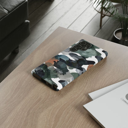 Moody Abstract Watercolor Samsung Galaxy Case – Dark Green and Brown Artistic Design