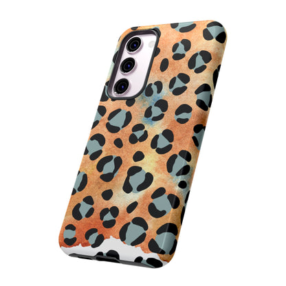 Sunset Watercolor Leopard Print Tough Samsung Galaxy Case – Artistic Animal Pattern with Dual-Layer Protection