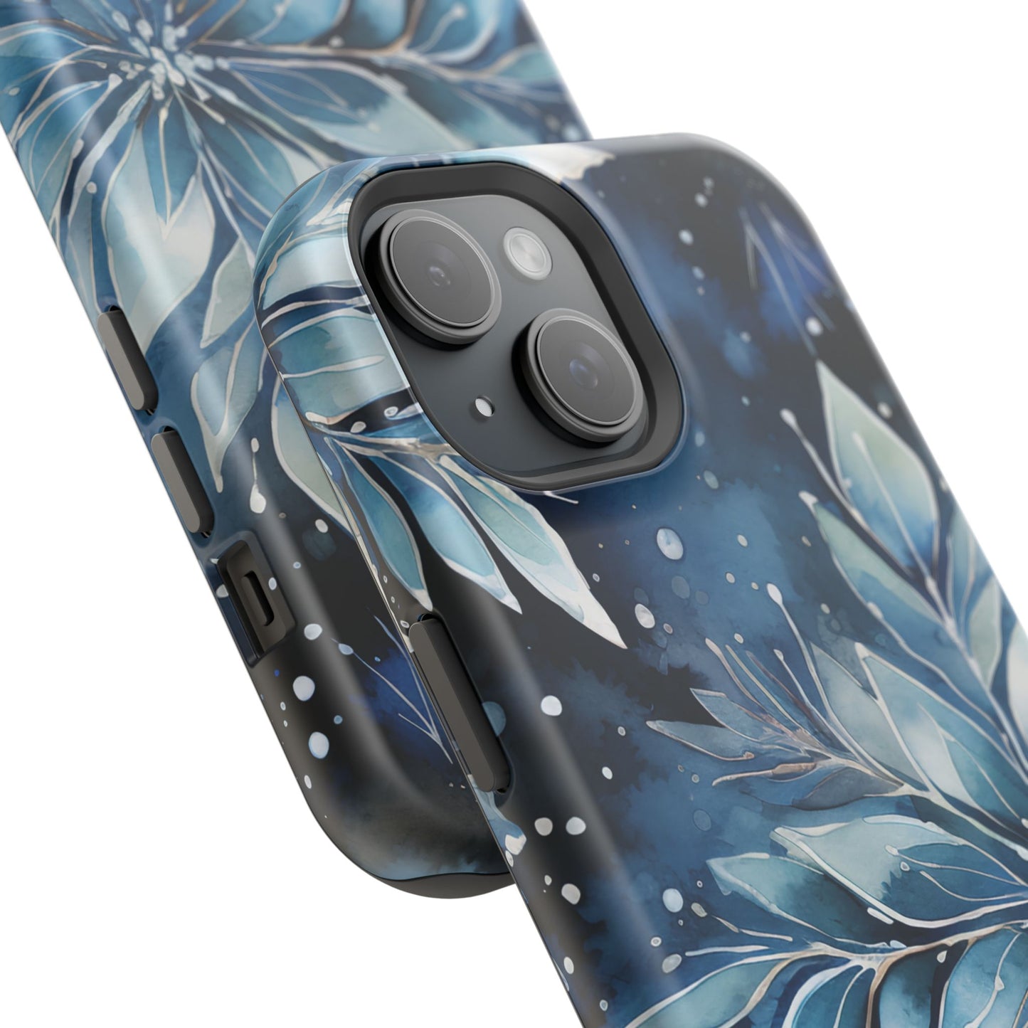 Winter’s Embrace – Blue Snowflake MagSafe iPhone Case