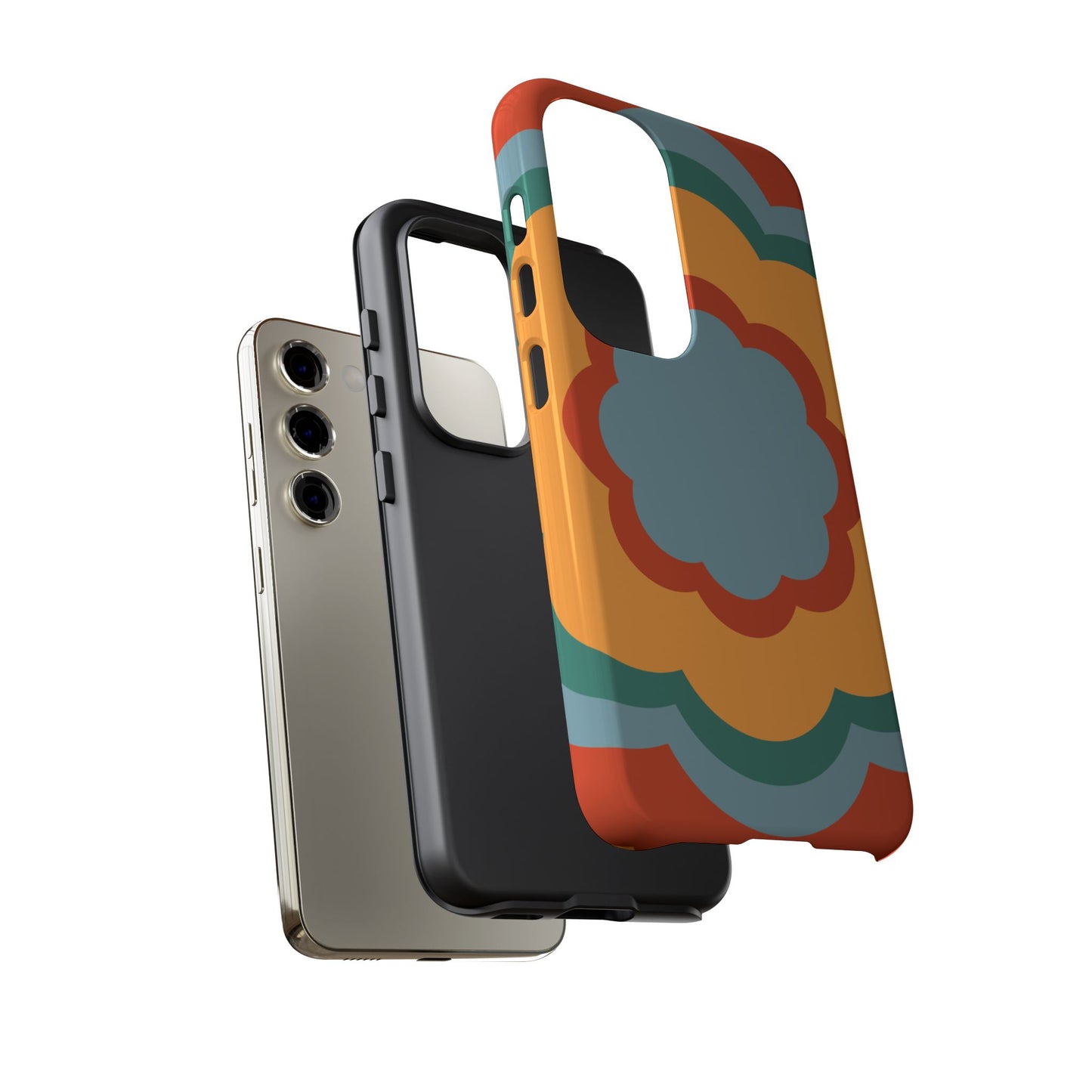 Retro Flower Power Samsung Galaxy Case – Bold 70s-Inspired Design with Dual-Layer Protection